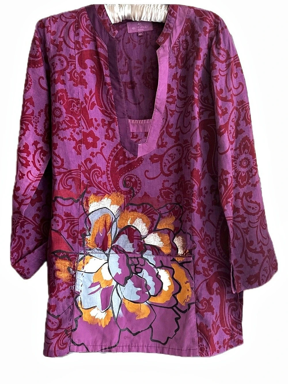 Etro Paisley Floral Tunic in Purple & Pink